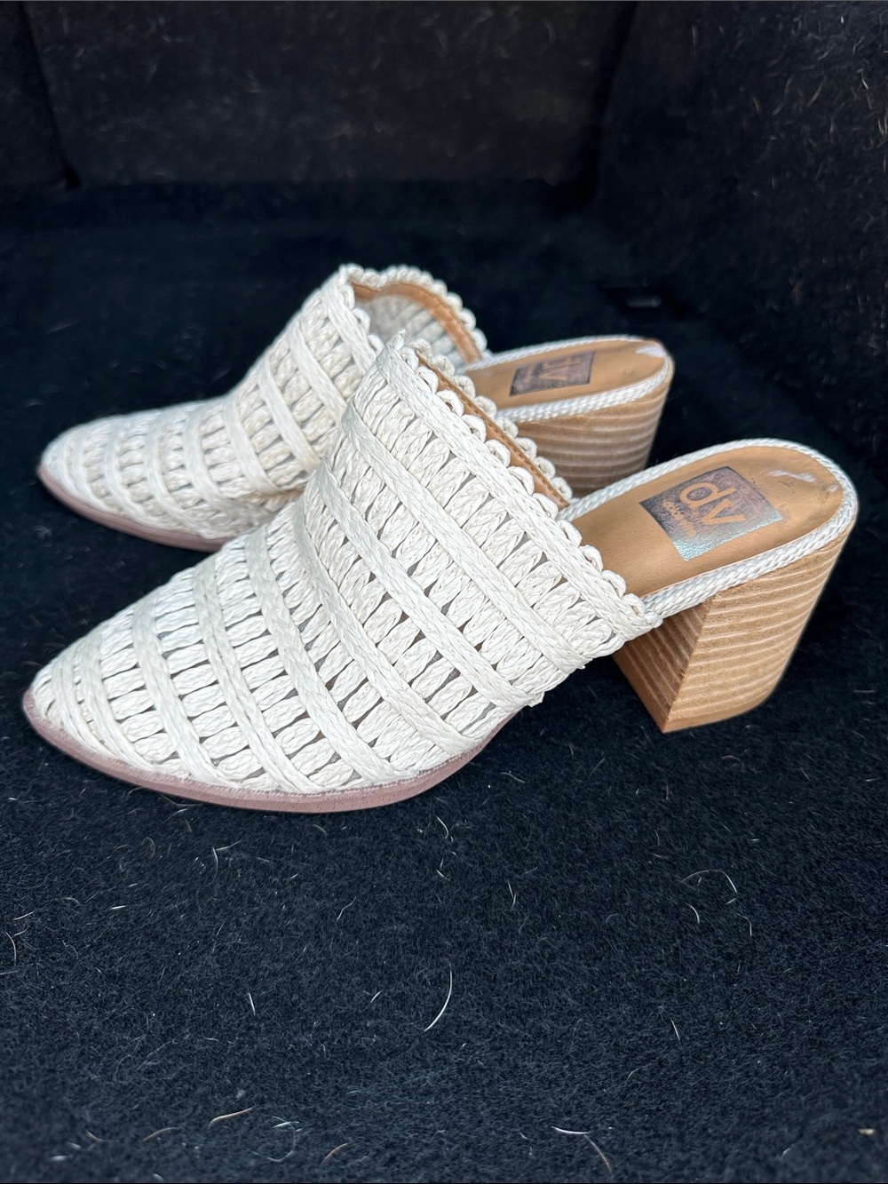 Dolce Vita Cream Woven Mule Heels